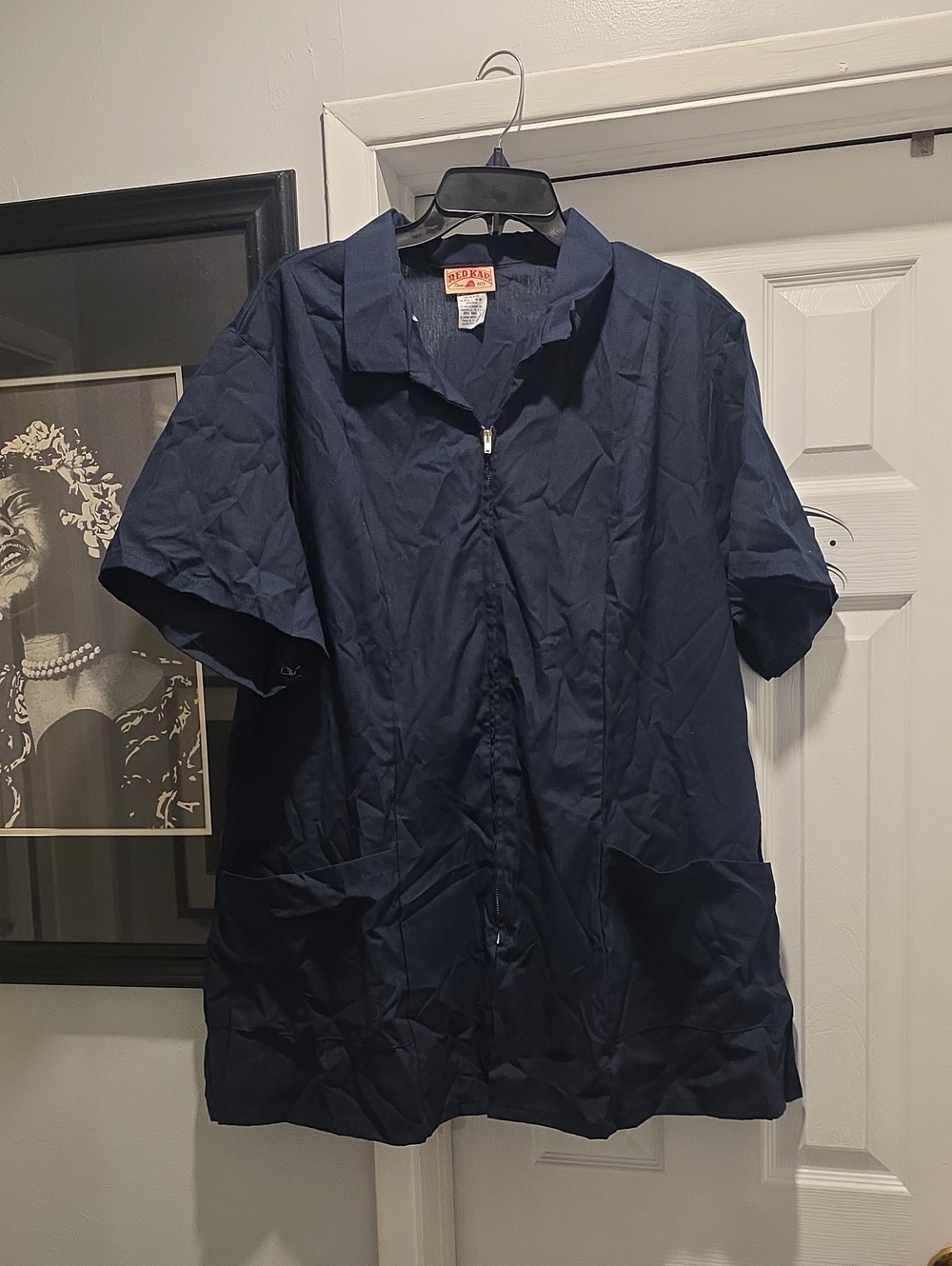 Navy Short-Sleeve Zip Shirt Jacket by Red Kap